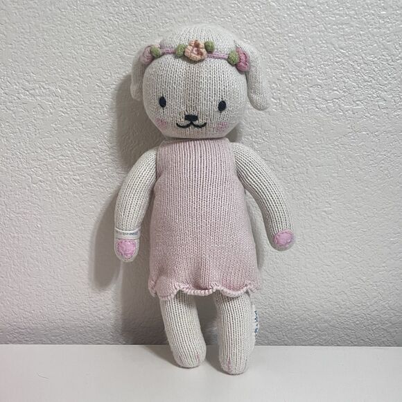 Cuddle + Kind Charlotte the Dog Plush Knit Handmade Doll Stuffed Animal 13" - Picture 1 of 16
